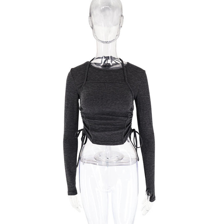 Dame Langærmet Crop-Top med justerbar snor Skovae