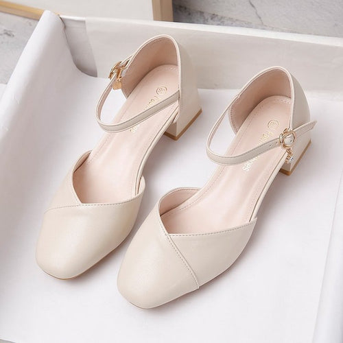 Damer elegante Slingback-pumper med fashionabel rem og komfortabel blokhæl Stilla