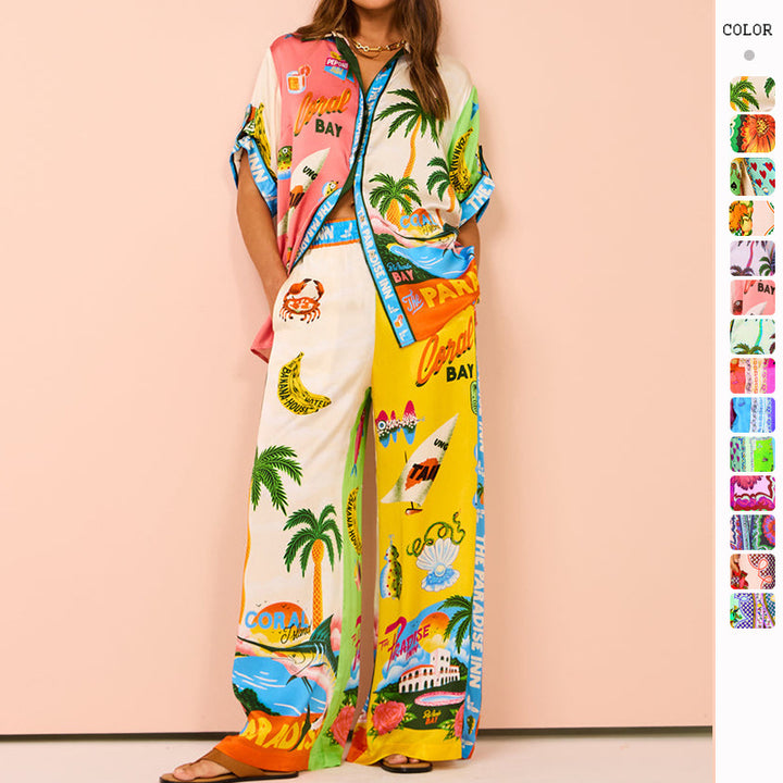Dame Mode To-dels Sæt i Farverig Patchwork Stil Stilla