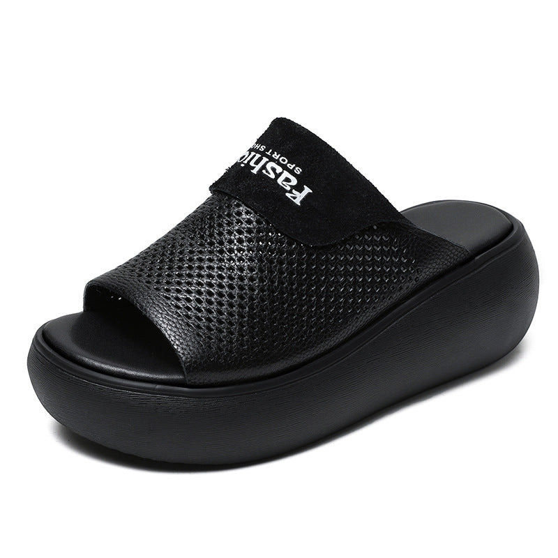 Femme Open-Toe Platform-Slide-Sandaler med åndbart design Stilla