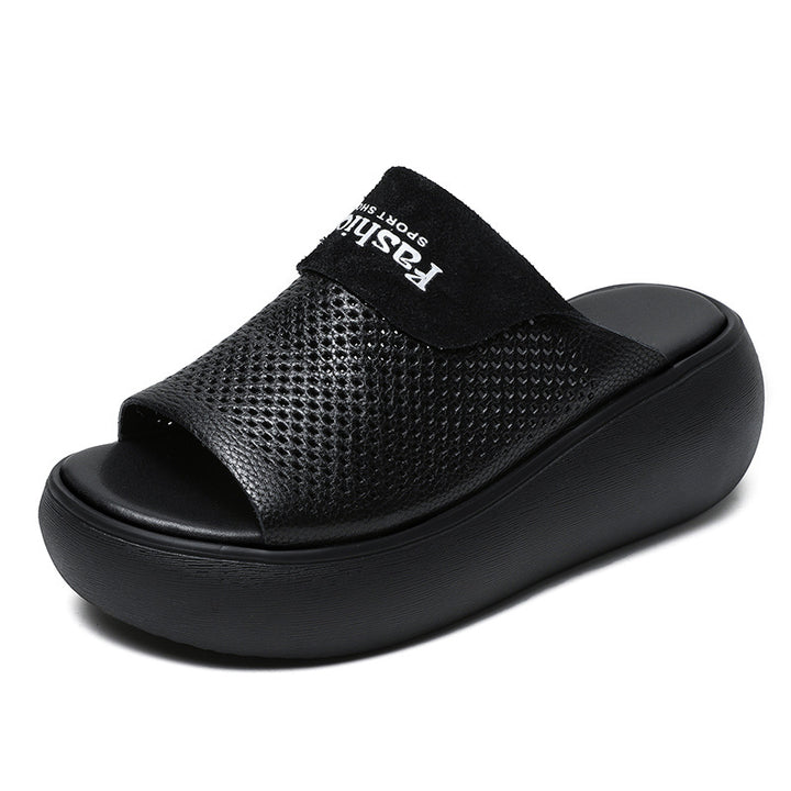 Femme Open-Toe Platform-Slide-Sandaler med åndbart design Stilla