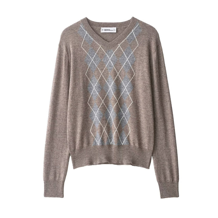 Kvindesweater med elegant diamantmønster Stilla