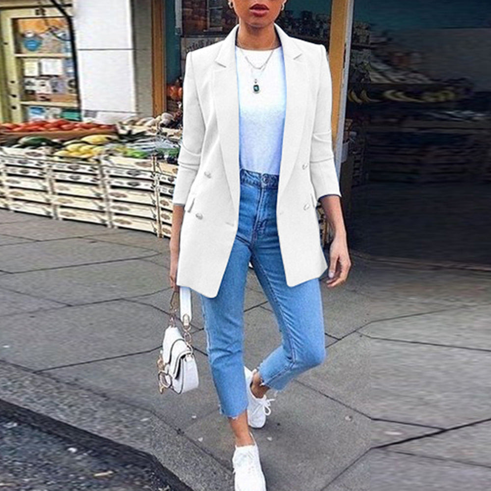 Dame Elegant Blazer med dobbelt knaplukning Stilla