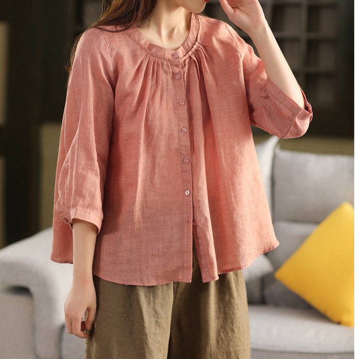 Femme let Button-Down skjorte med rynket detalje Stilla