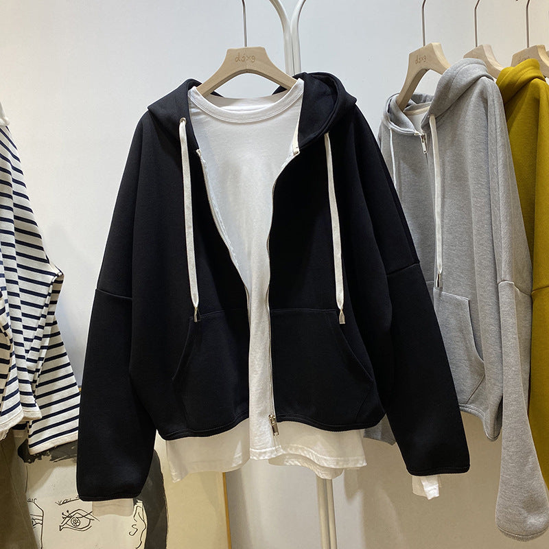 Femme Relaxed Fit Zip-Up Hoodie med overdimensionerede lommer Stilla