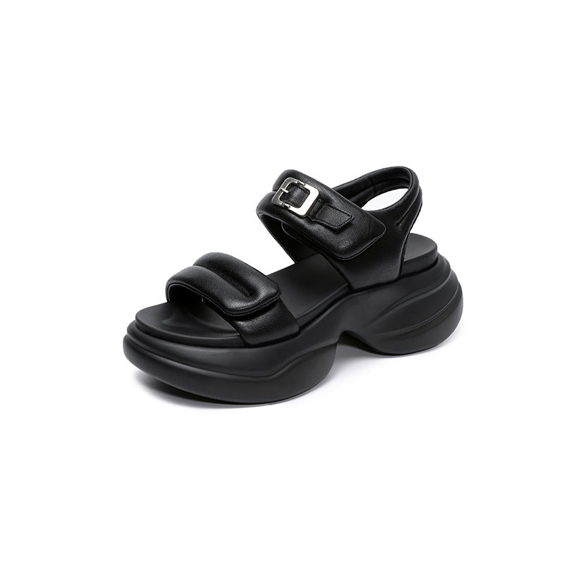 Dame Chunky Platform Slide Sandaler med justerbar rem Stilla