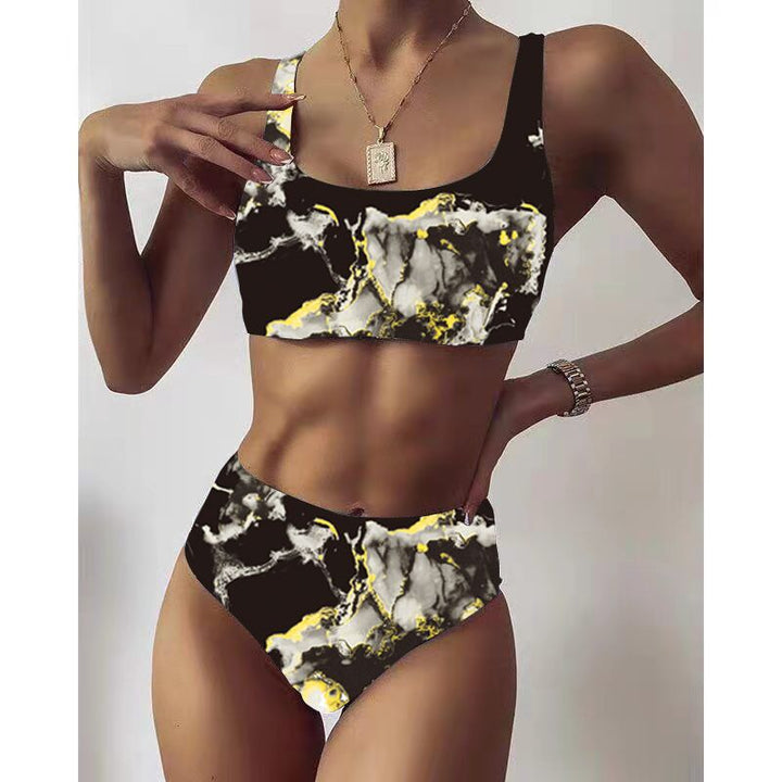 Dame Høj Talje Marmorert Bikini Sæt Stilla