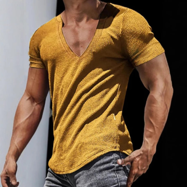 Herrernes V-hals T-shirt med struktureret stof Stilla