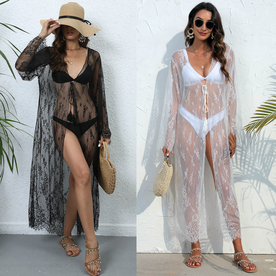 Dame Transparent Spids Strand Cover-Up Wrap Stilla