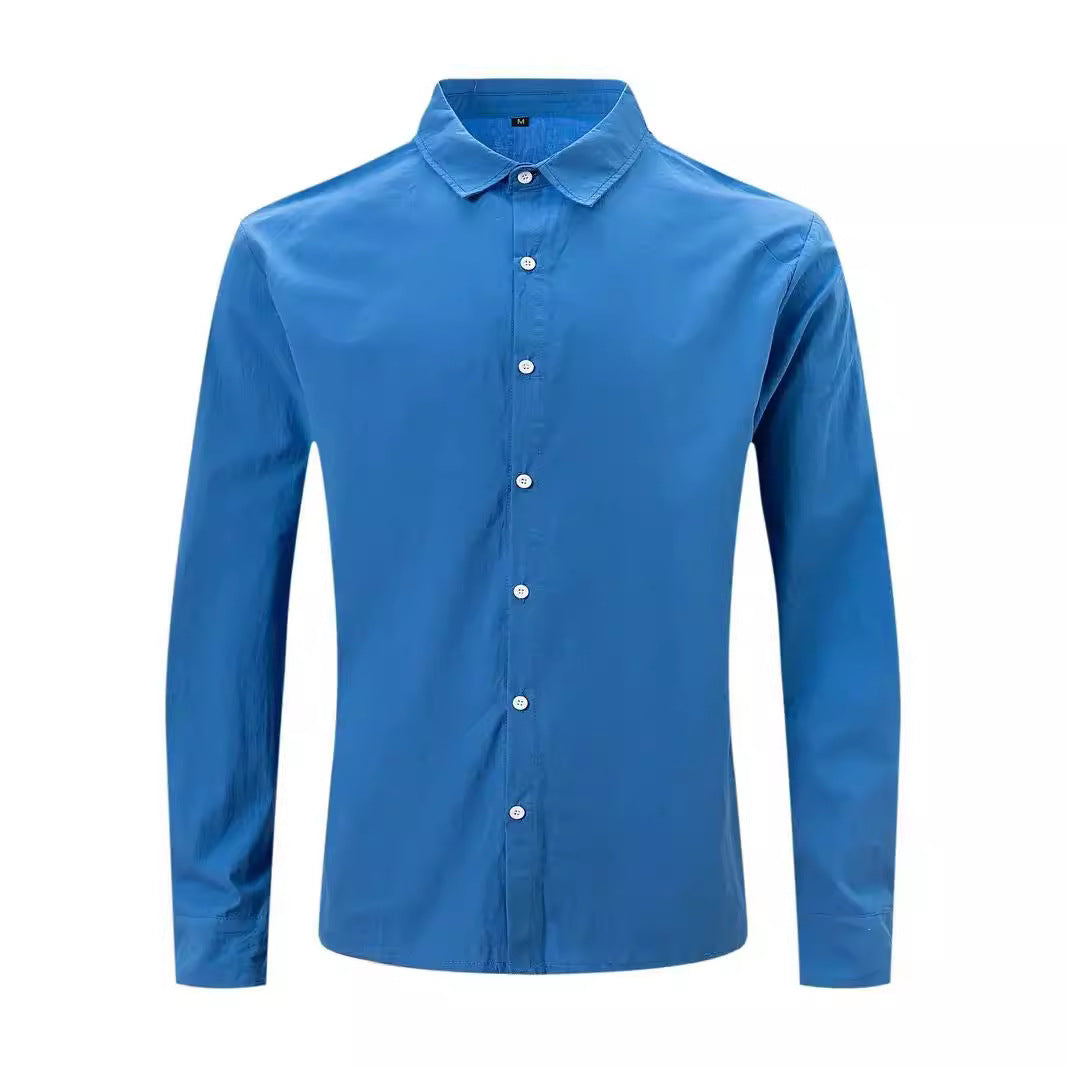 Herrer Let Casual Linned Knap-Down Skjorte Stilla