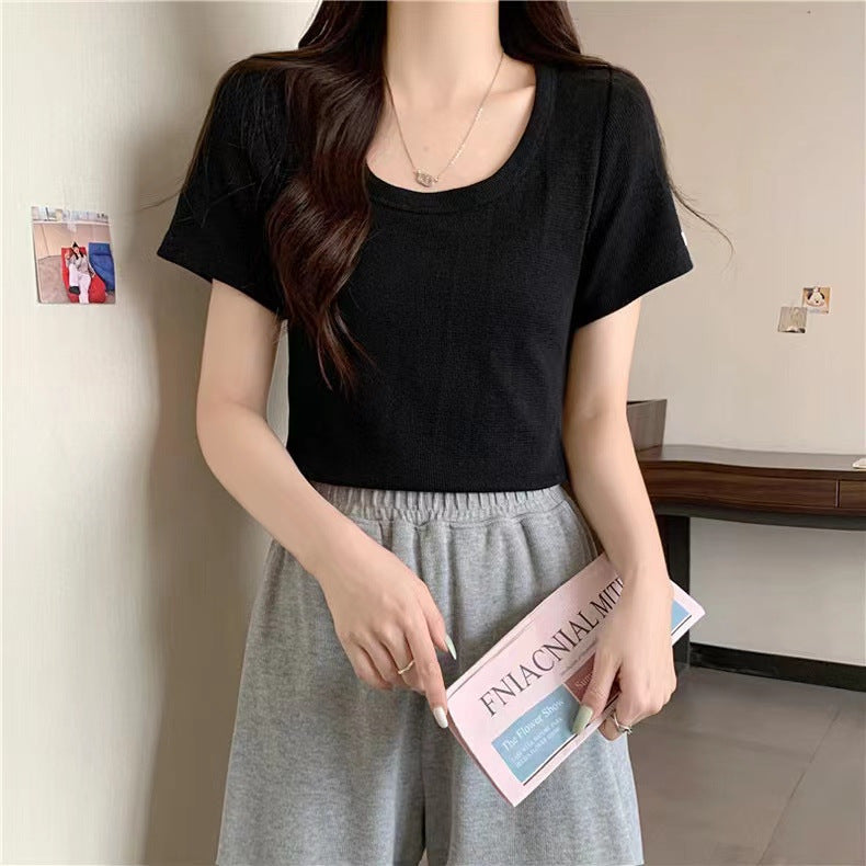 Femme Ribbede Kortærmet T-shirt Stilla