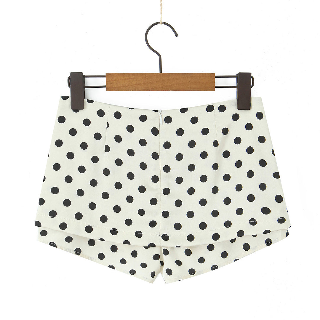 Dame shorts med moderne prikkedesign og elastisk bånd Stilla