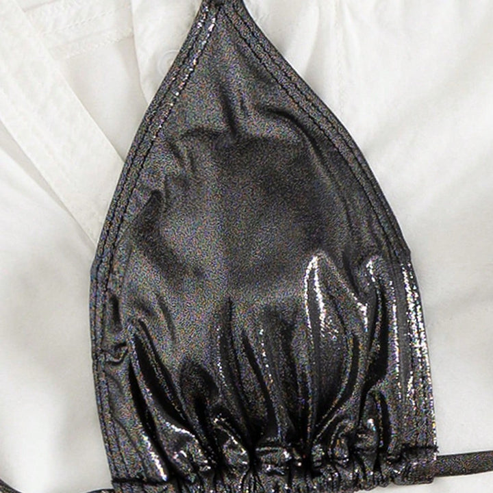 Dame triangle-bikini med justerbare stropper og blankt design Skovae