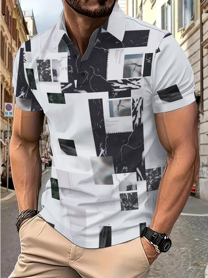 Herre poloshirt med moderne kreativ grafisk tryk Stilla