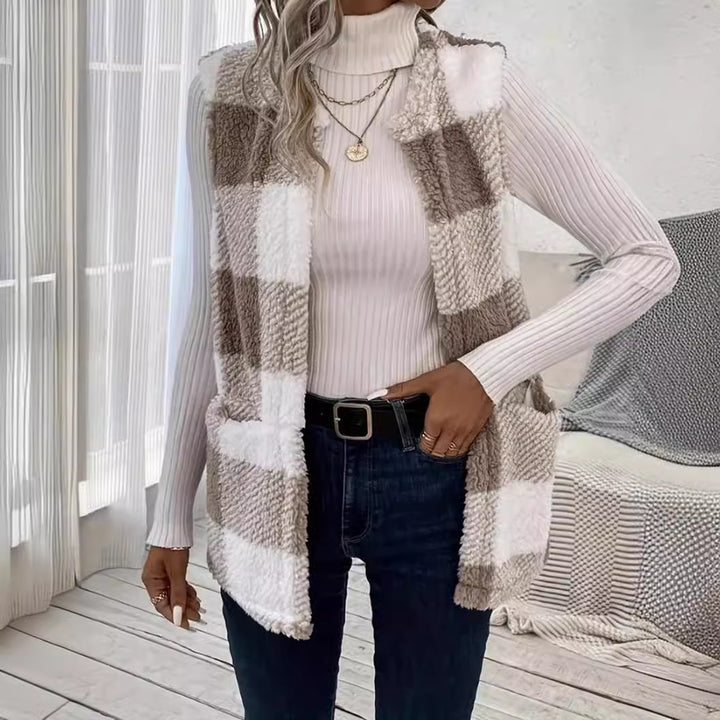 Dame teddy pels vest i moderne ternet design Stilla