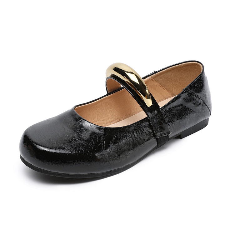Dame Elegante Mary Jane Ballerinas med flot metallic akcent Stilla