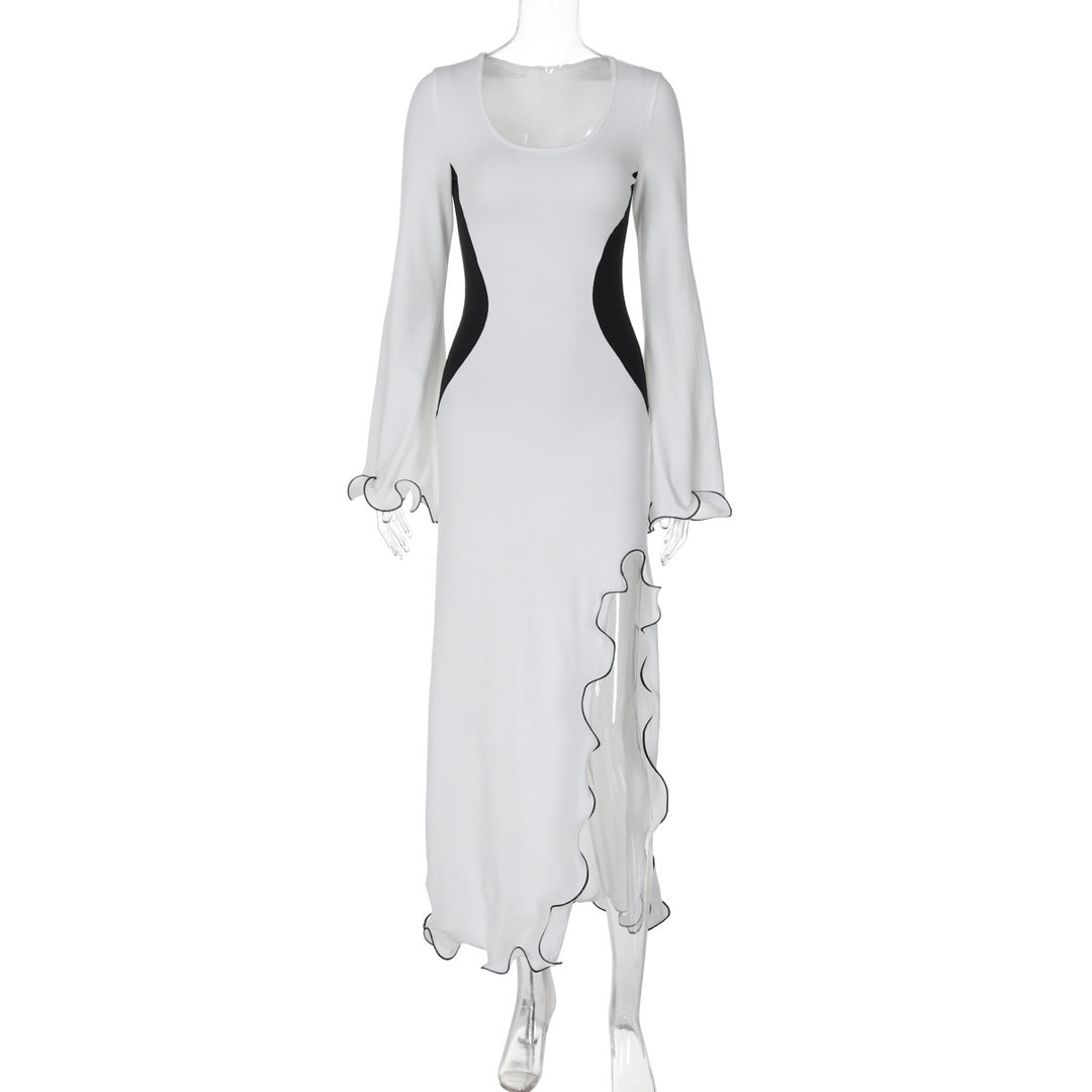 Dame Elegant Maxikjole med Ruffle-detaljer og tætsiddende snit Stilla