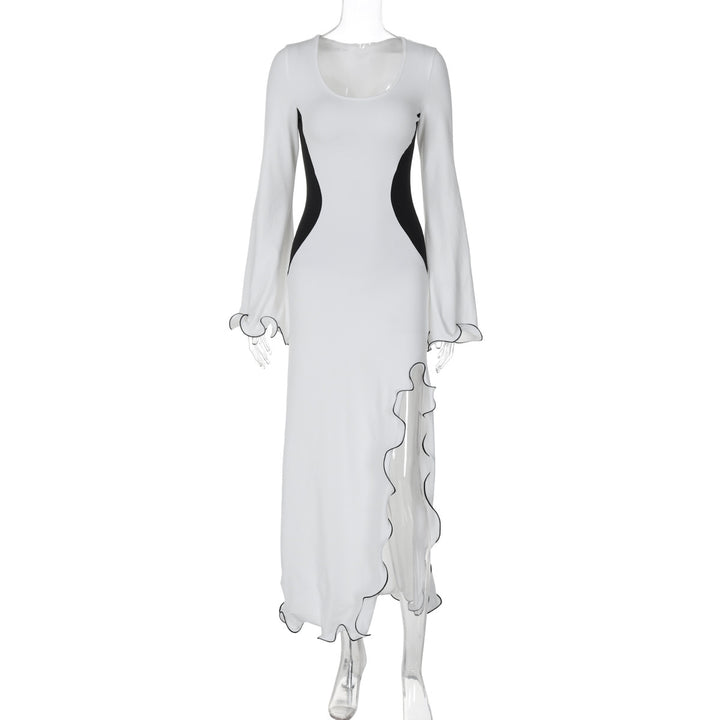 Dame Elegant Maxikjole med Ruffle-detaljer og tætsiddende snit Stilla