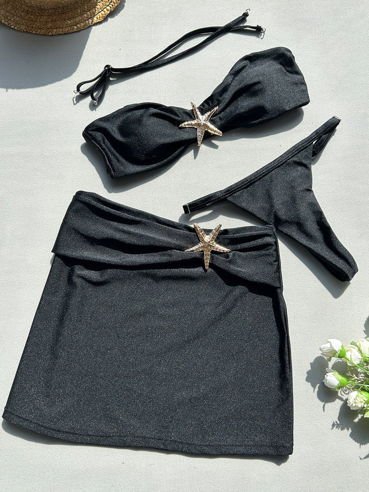 Dame Bandeau-bikini med individuelt design og glitrende stjerneaccentuer Stilla