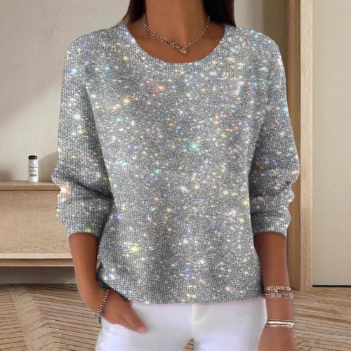 Damer glitter sweater med rund hals og afslappet pasform Skovae