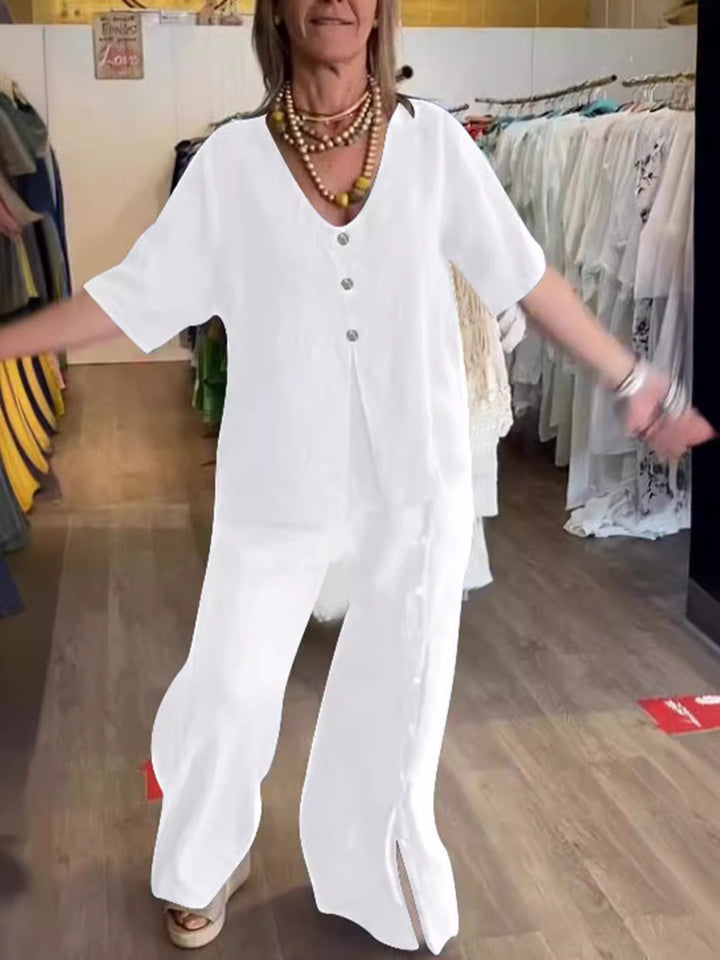 Dame Luftigt To-dels Sæt med knapper og vid pasform Stilla