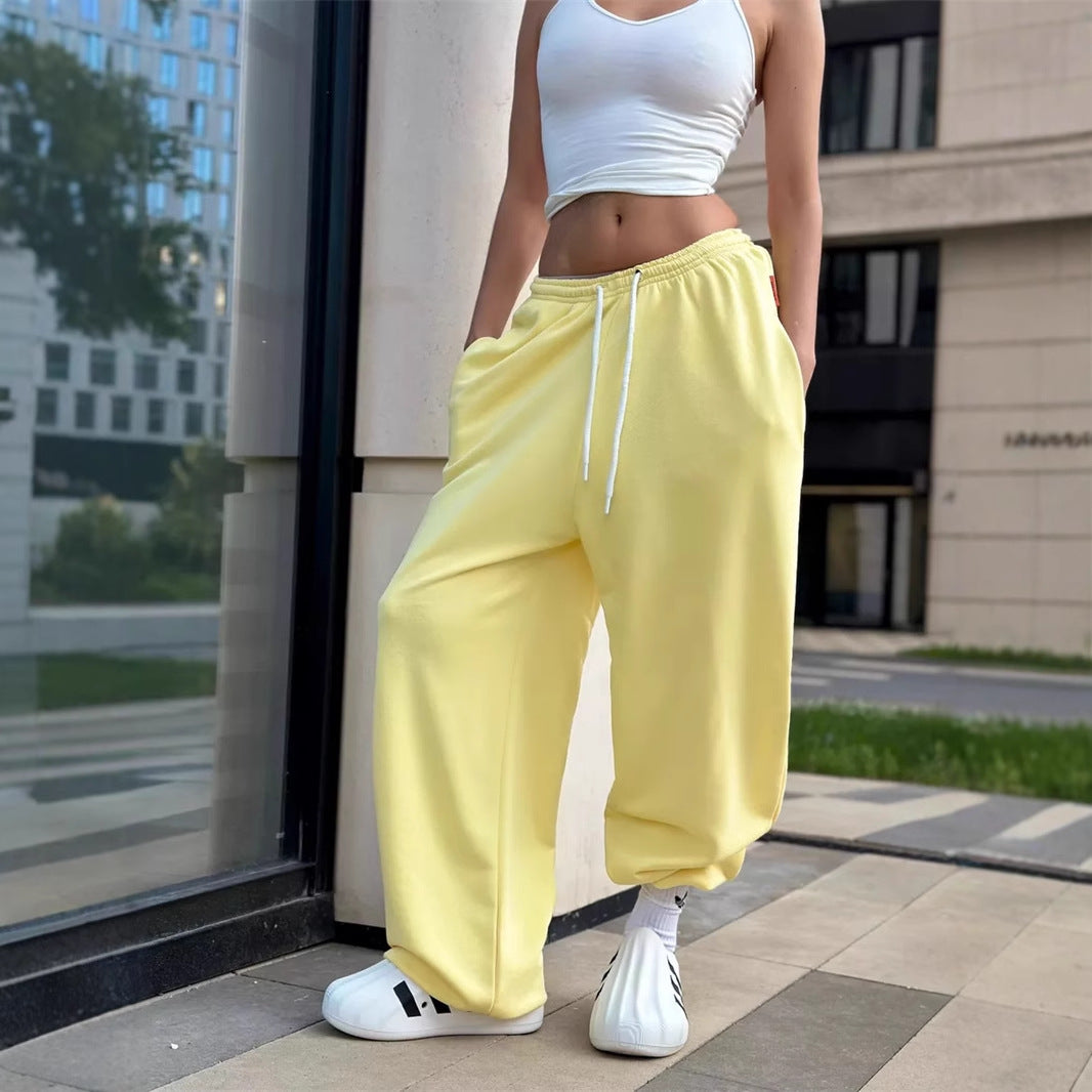 Dame casual sweatpants med høj talje og praktiske lommer