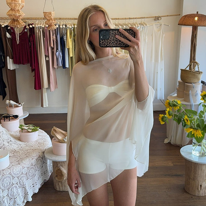 Dame chiffon overtræk med elegante ærmeskæringer Skovae
