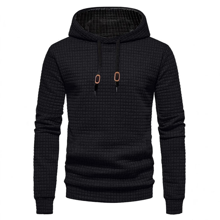 Herre nan quiltet hoodie med rektangulær quiltning, snøring og ribstrikkede manchetter Skovae