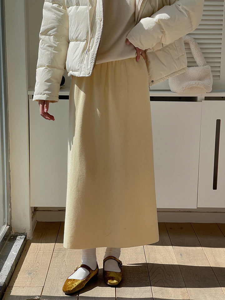 Dame Maxiskirt med sidelukning og kvalitetsvelourstof Stilla