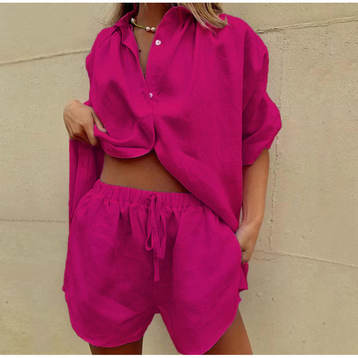 Damer Luftige Linned bluse med løse shorts Stilla