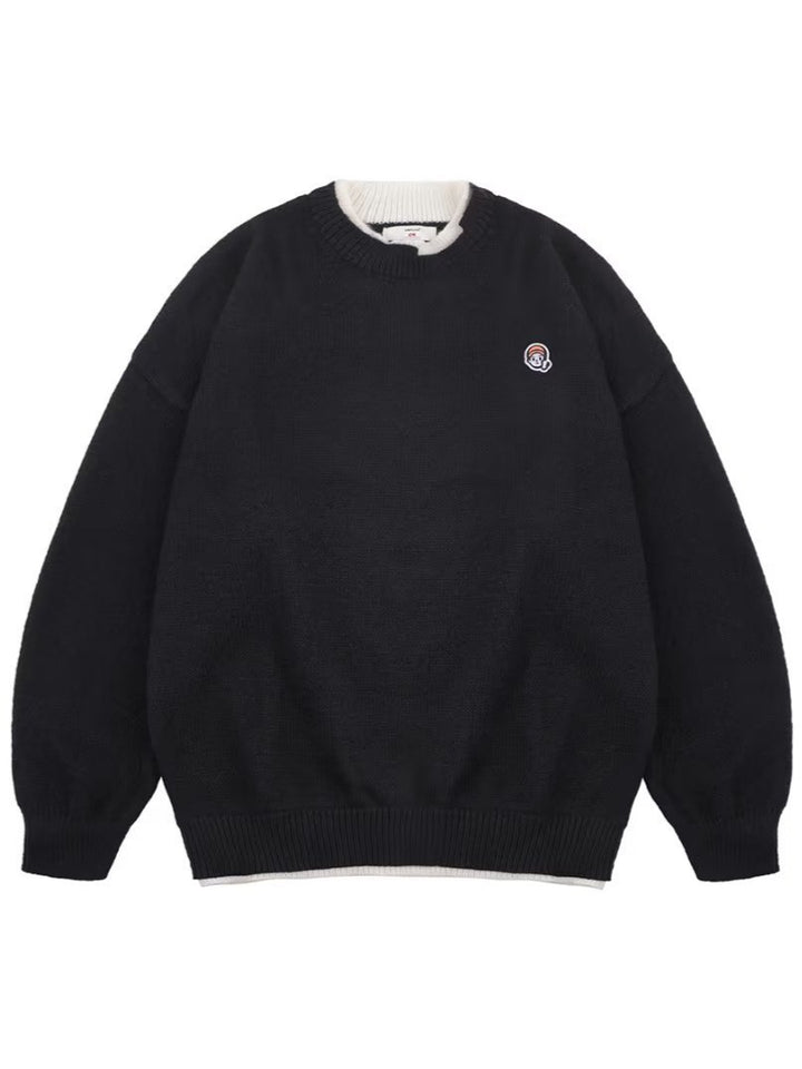 Dame afslappet sweater med specielle kontrastdetaljer Stilla