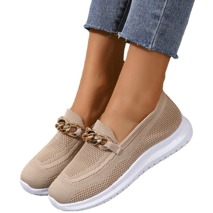 Dame Behagelige Slip-On Sneakers med moderigtigt Kæde-Detalje Stilla