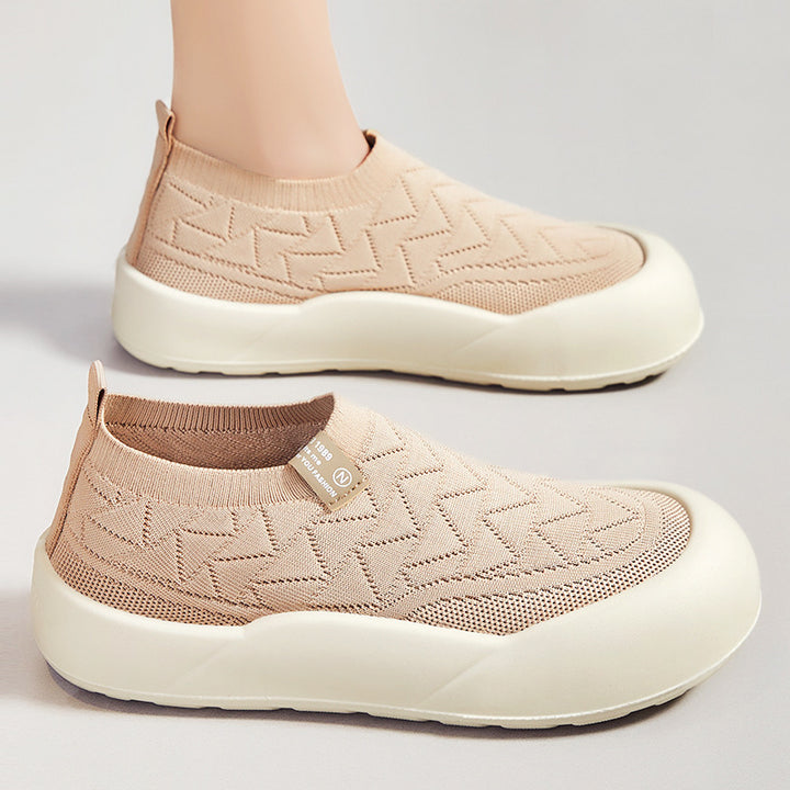 Dame Bequeme Slip-On Sneakers med elastisk strikstruktur og skridsikker sål Stilla