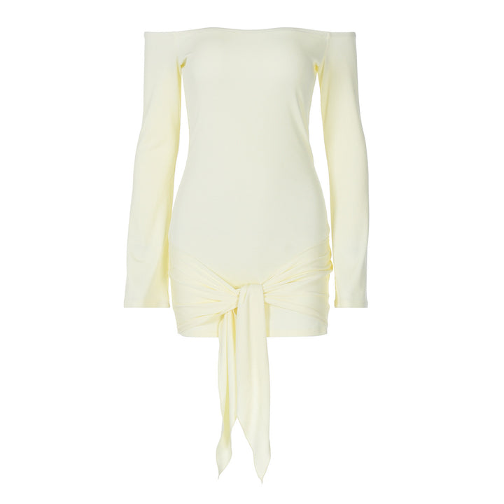 Dame Off-Shoulder Minikjole med dekorativ knude og elegant snit Stilla