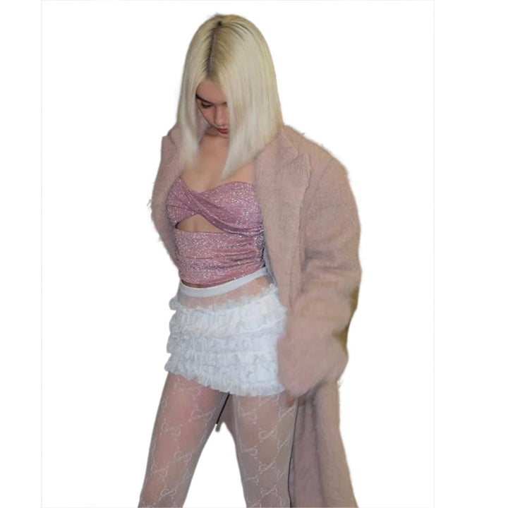 Dame Bustier-top med elegant rynkning og blank overflade Stilla