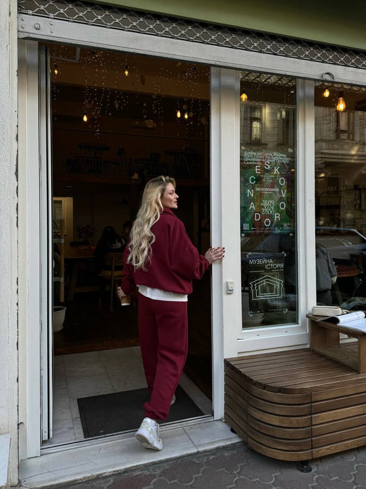 Dame afslappet sweatshirt-sæt med elastisk kant Stilla