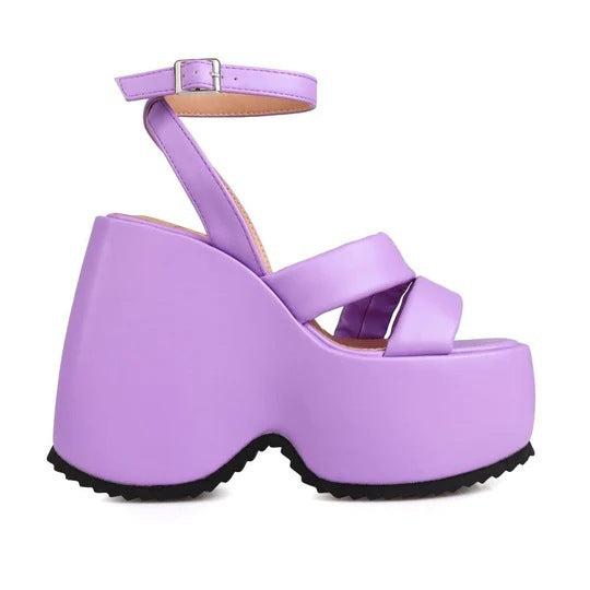 Femme Chunky Plattform Sandaler med justerbar ankelrem Stilla