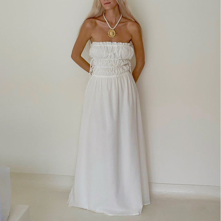 Dame Maxi-kjole med off-shoulder design og elastisk taljehæk Stilla