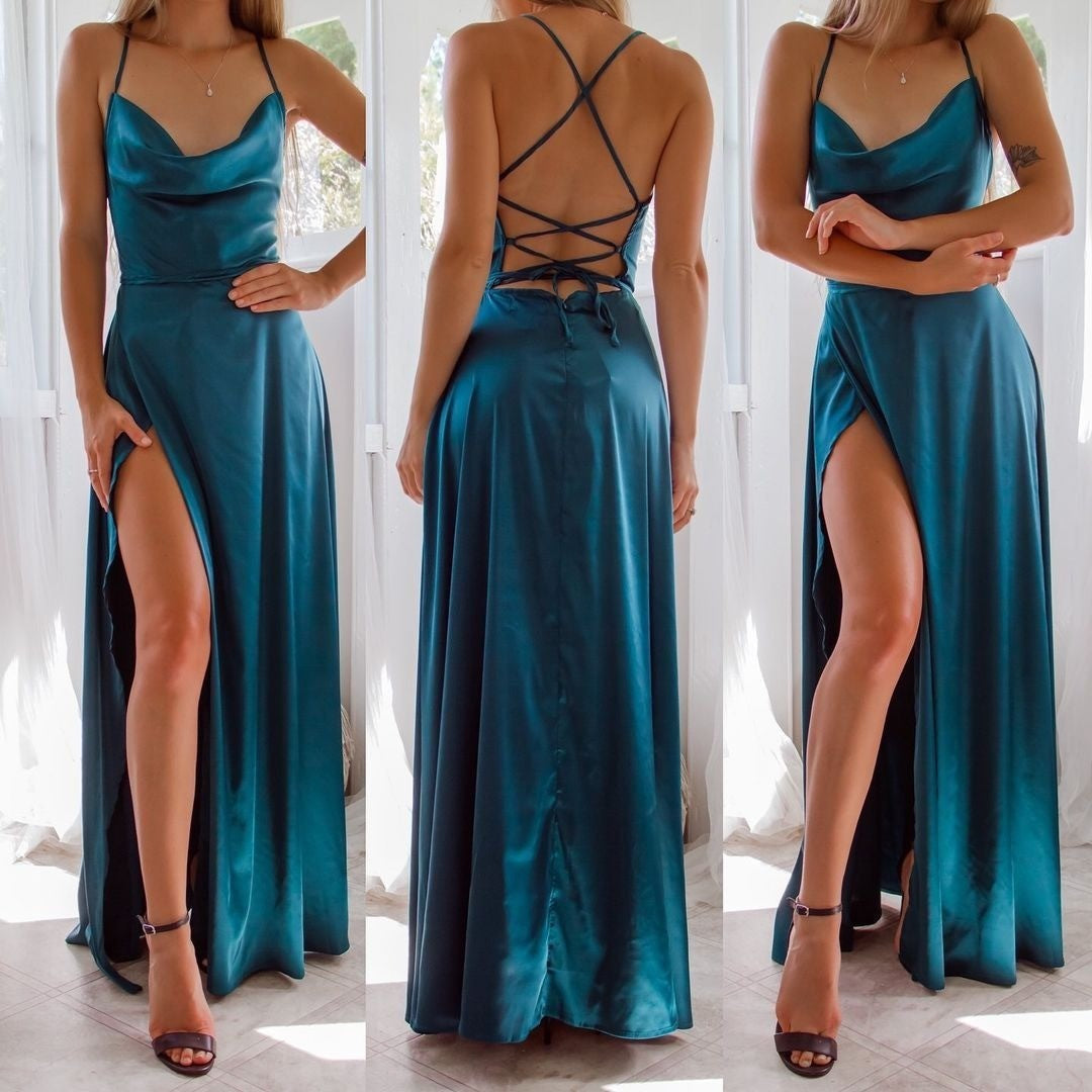 Stilla | Elegant Stropløs Talje-Cutting Lang Gown Kjole