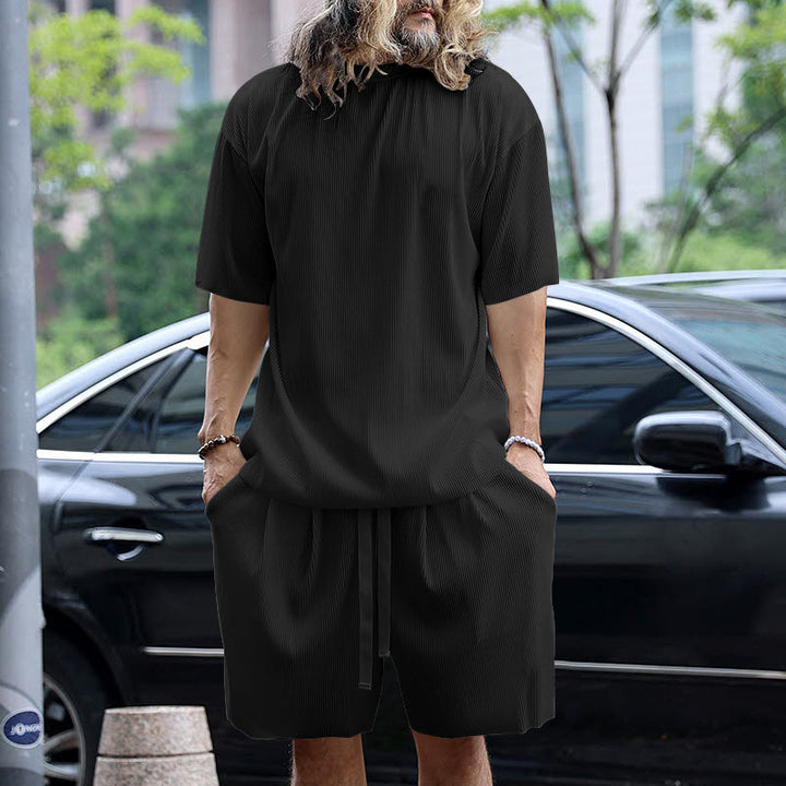 Herrer afslappet sæt lavet af åndbart materiale med kortere top og elastiske shorts Stilla