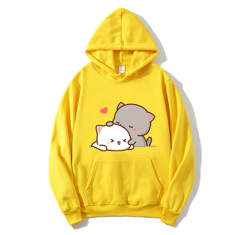 Kvinders hætte sweatshirt med sødt katte design Skovae