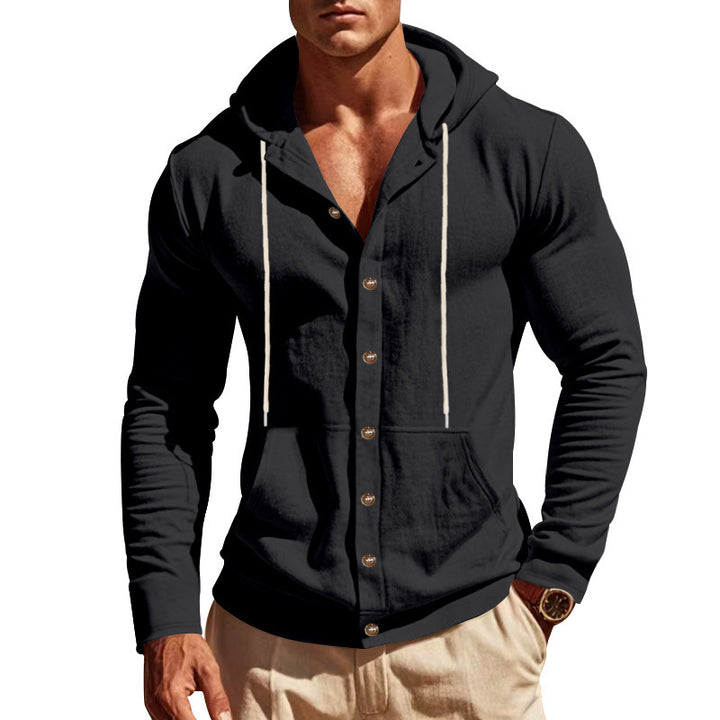Herrer mode hoodie med struktureret design og praktiske knapper Stilla