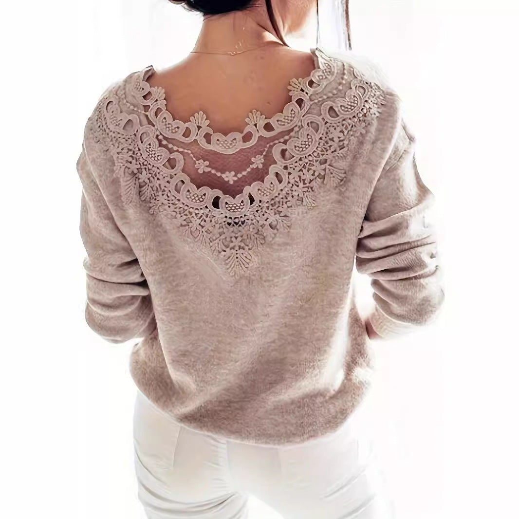 Femme Elegant Spidskants Pullover Stilla