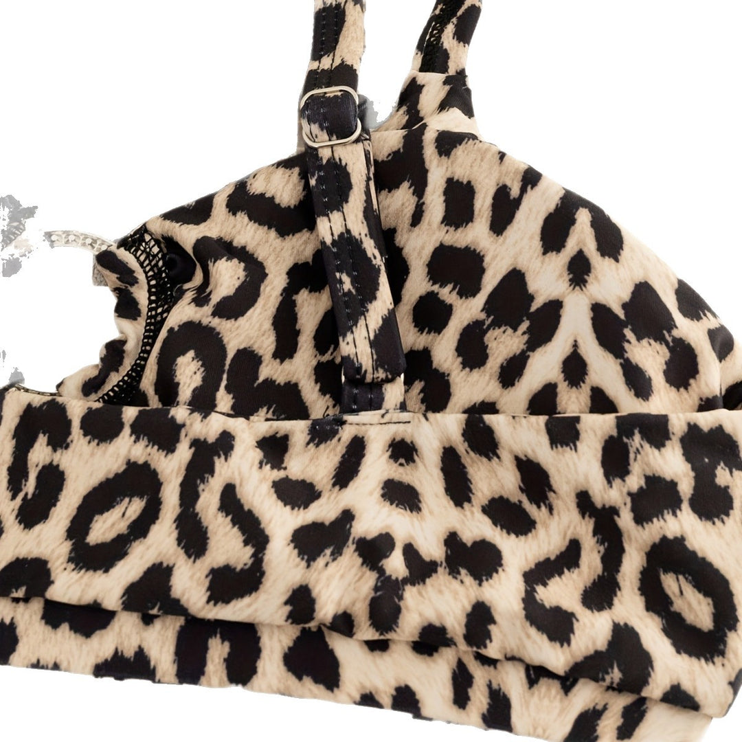 Dame bikini-sæt med moderigtige leopardmønster og raffineret knude-element Stilla