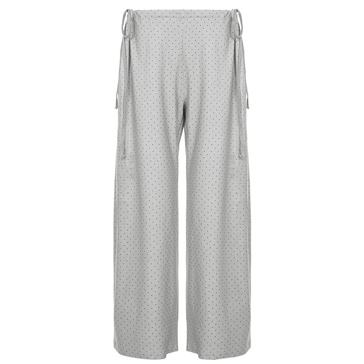 Dame loose pyjamas med fleksibel linning og dekorative bånd Skovae