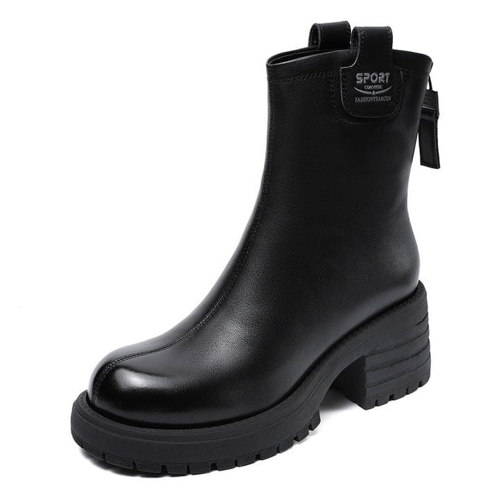 Dame Sleek Mid-Calf Blokhæl Støvler med vejrbestandigt design Stilla