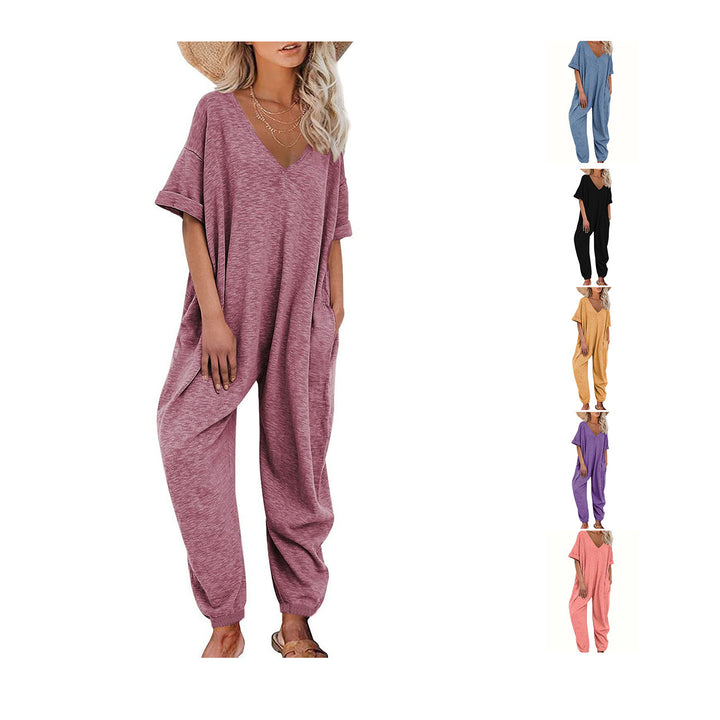 Dame leger Jumpsuit med brede ben og dyb V-udskæring Stilla