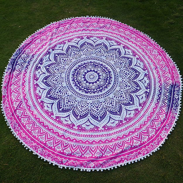 Dame rund Strandhåndklæde med Mandala-mønster og frynser Stilla