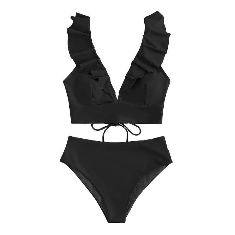 Dame bikini-sæt med flæsede detaljer og raffineret snøre-design Stilla