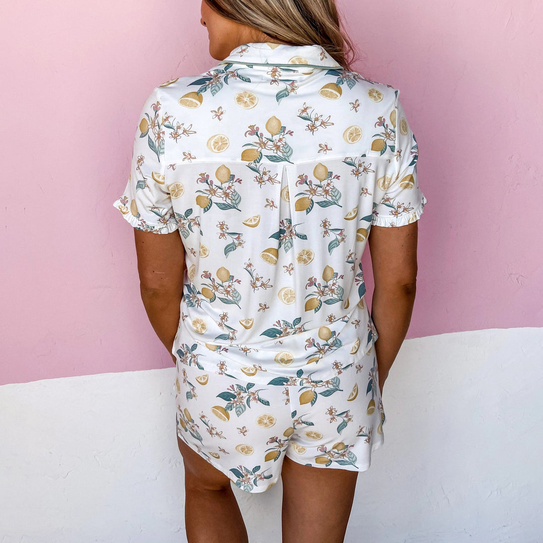 Dame natkjole-sæt med blomsterdesign Stilla